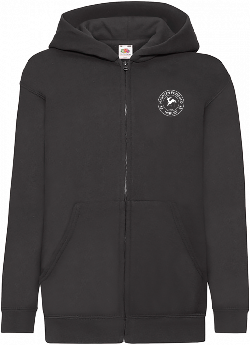 Fruit of the loom - Hjorten Fodbold Hoodie M. Zip Børn - Sort