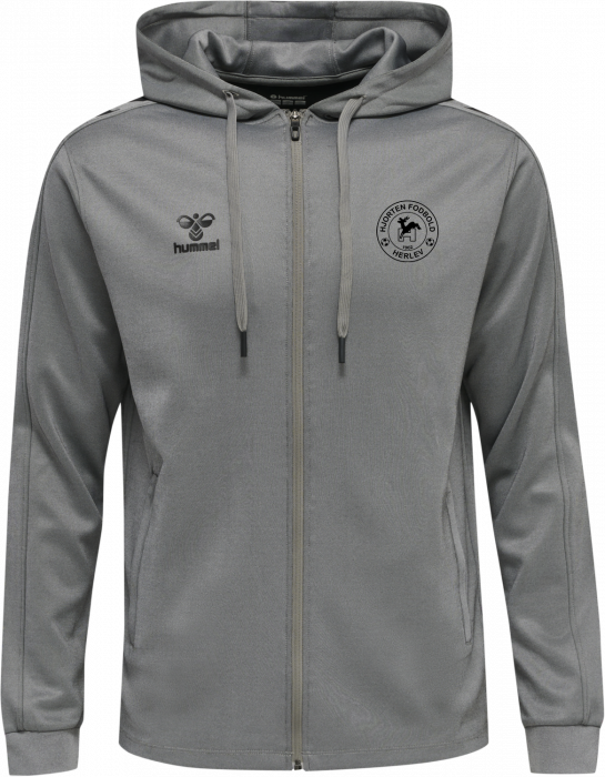 Hummel - Hjorten Fodbold Hoodie M. Zip Voksen - Grey Melange & sort