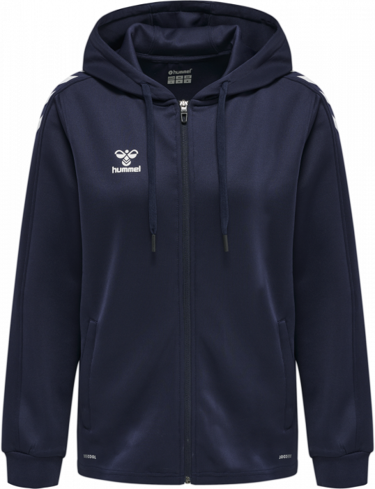 Hummel - Core Xk Poly Hoodie With Zipper Women - Marine & bianco